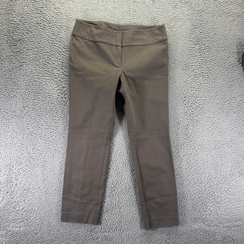 Alfani Pant Womens 14P Brown Cotton Ankle Straight Leg Preppy Career Office